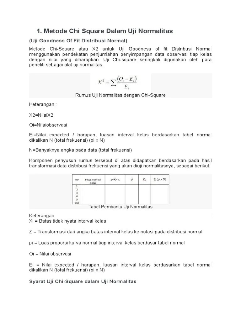 Metode Chi Square Dalam Uji Normalitas | PDF
