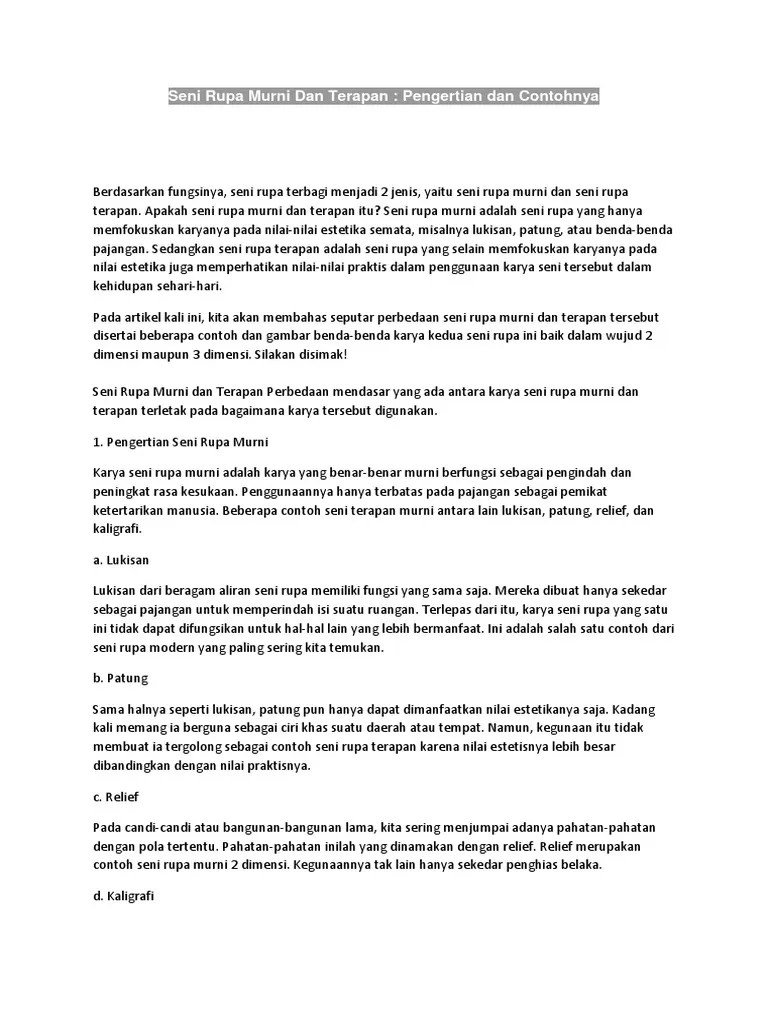 Seni Rupa Murni Dan Terapan | PDF