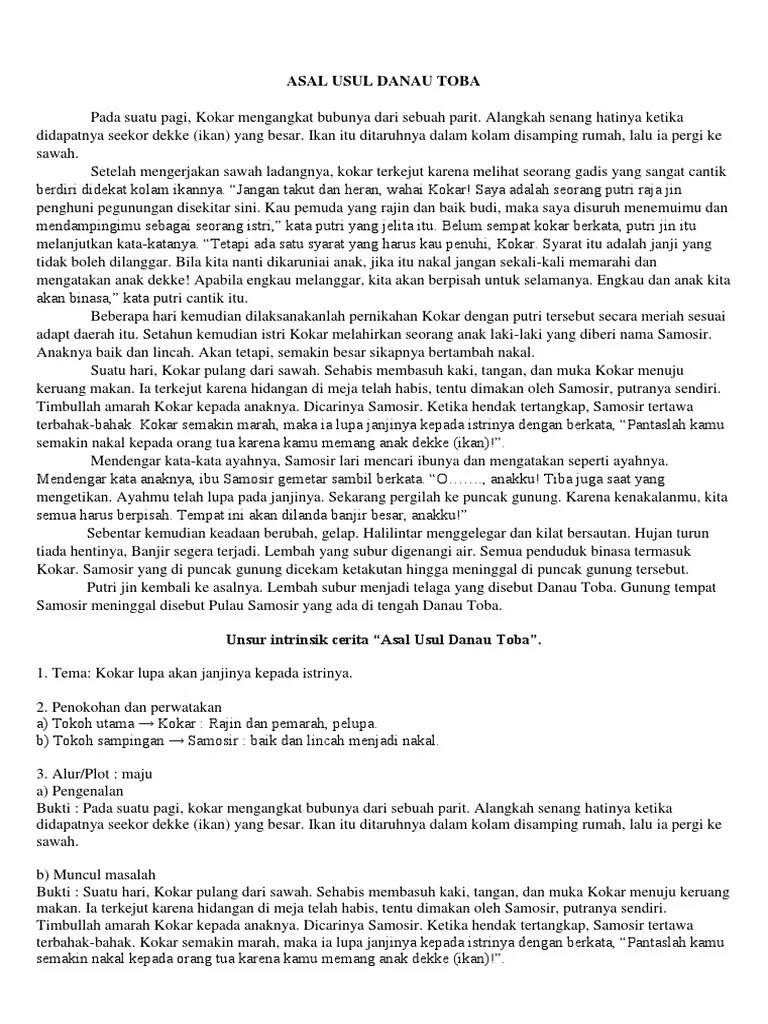 Asal Usul Danau Toba | PDF