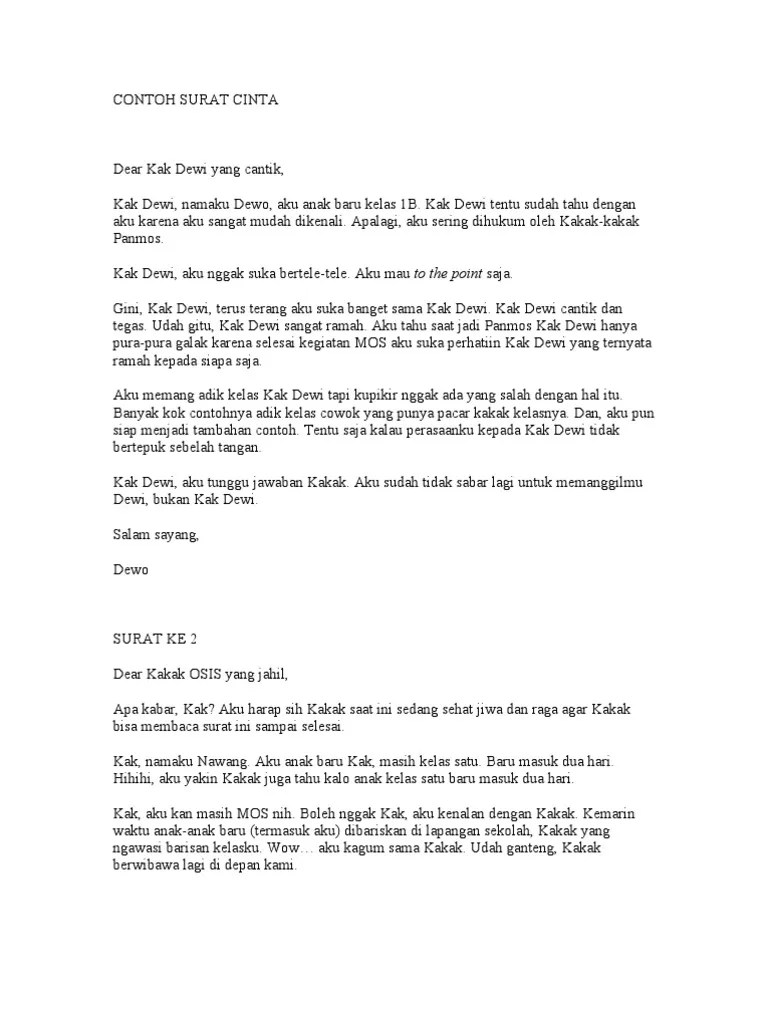 Contoh Surat Cinta Untuk Kakak Senior Kegiatan Mosospek - BUKANBLOGSHOP