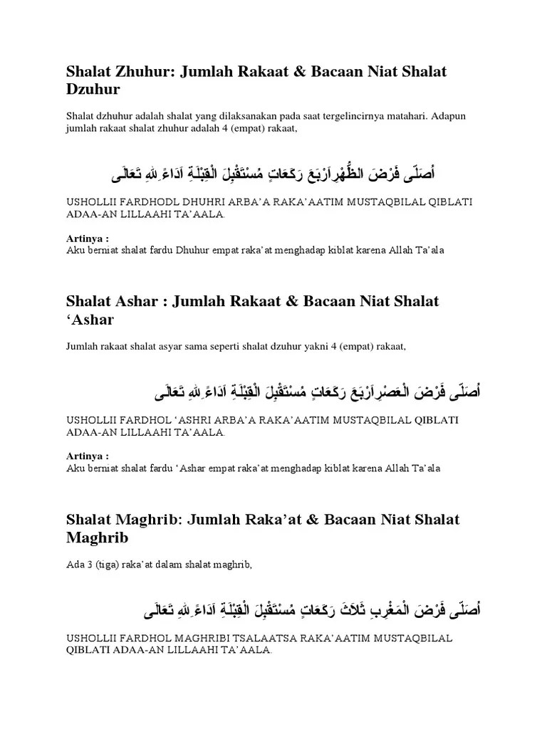 Niat Shalat | PDF