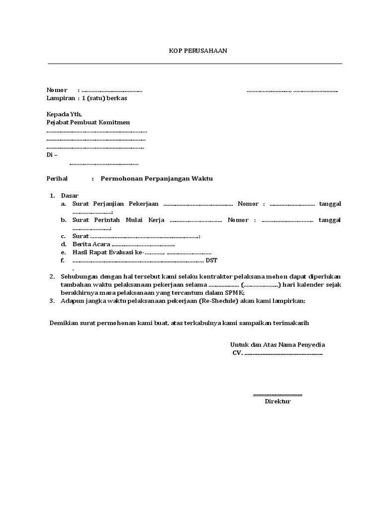 Contoh Surat Perpanjangan Waktu | PDF