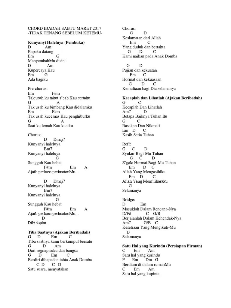 Chord Lagu Kunyanyi Haleluya