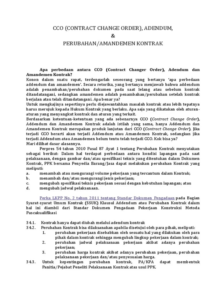 Addendum Dalam Pekerjaan Proyek | PDF