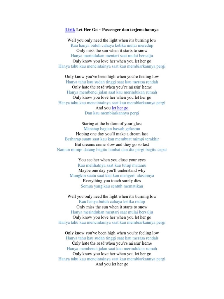 Lirik Lagu Let Her Go Dan Artinya Dalam Bahasa Indonesia