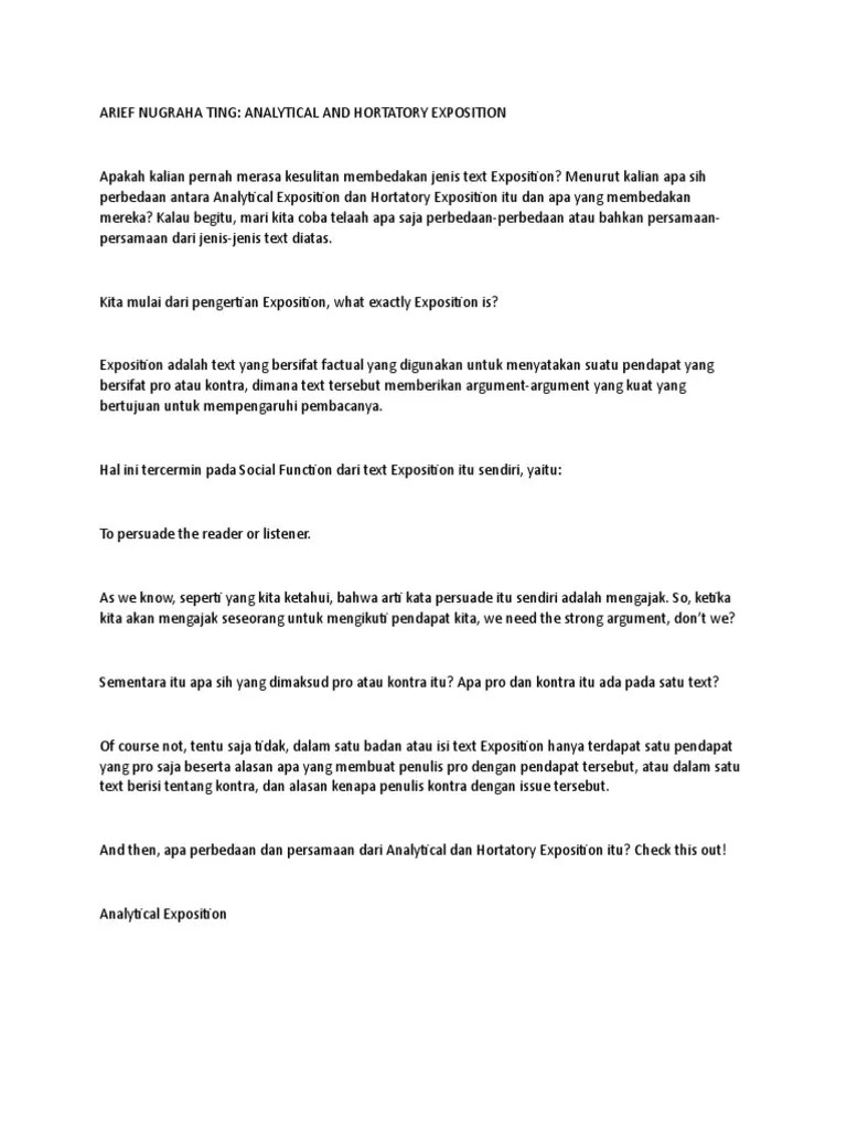 Perbedaan Analytical Exposition Dengan Hortatory Exposition – Goreng