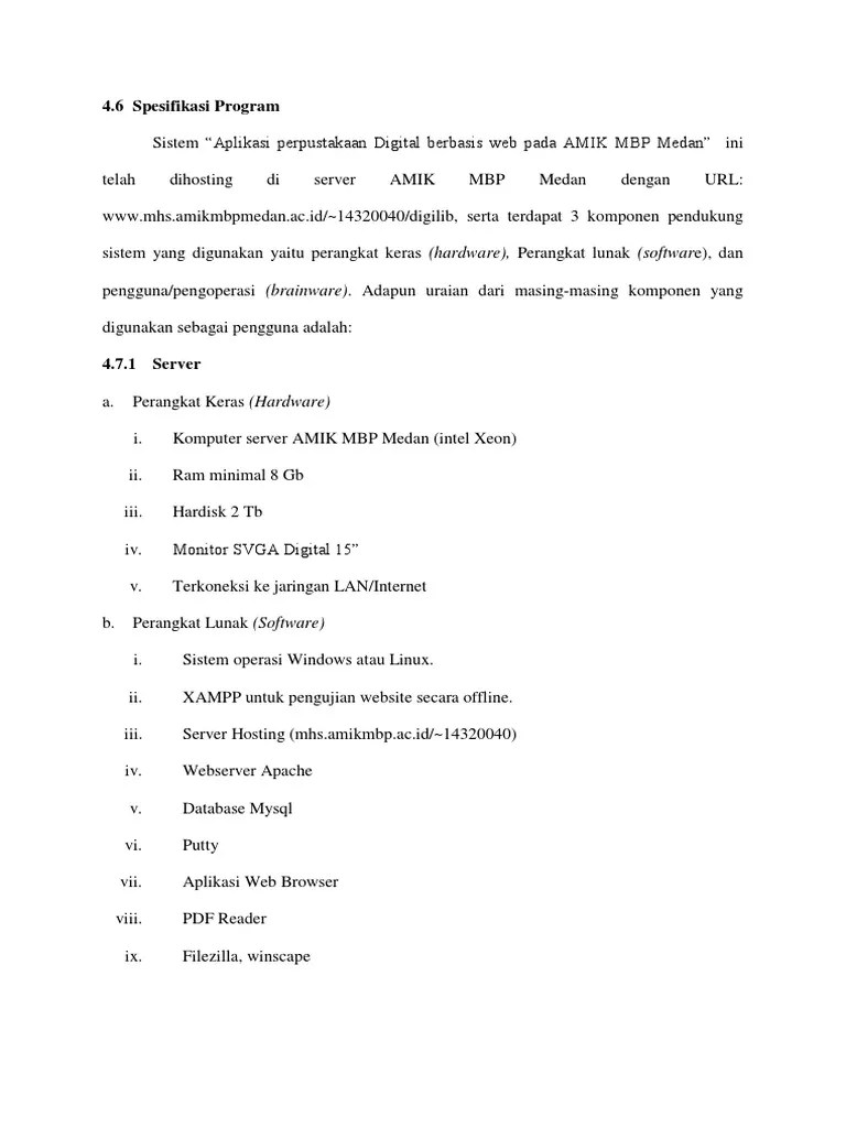 Spesifikasi Program | PDF