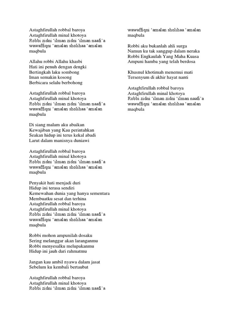 Astaghfirullah Robbal Baroya | PDF