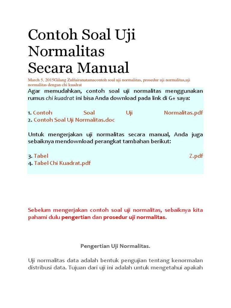 23++ Contoh Soal Normalitas - Kumpulan Contoh Soal