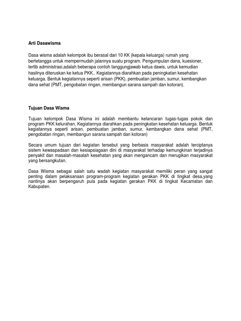 Arti Dasawisma | PDF