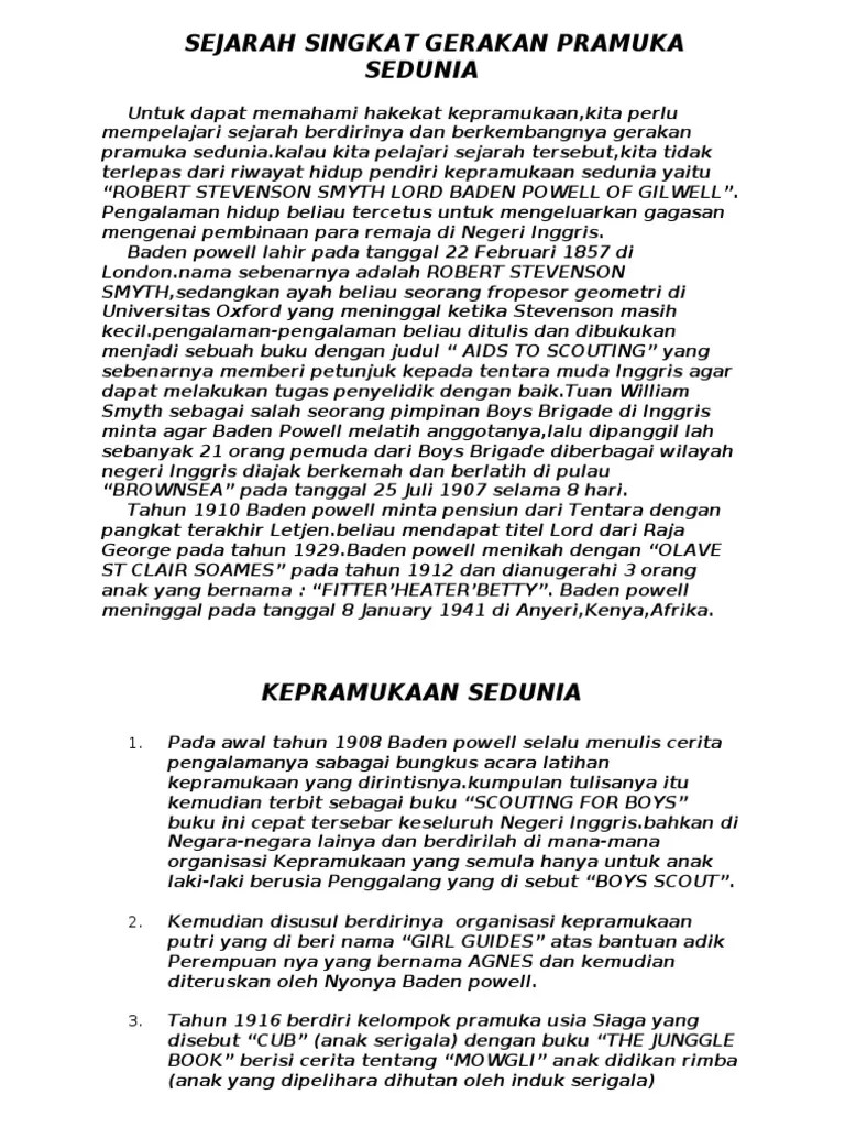 Makalah Sejarah Gerakan Pramuka Di Indonesia Dan Dunia