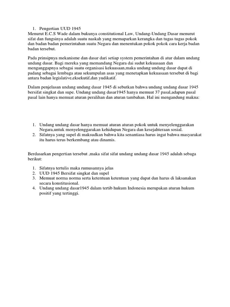 Pengertian UUD 1945 | PDF