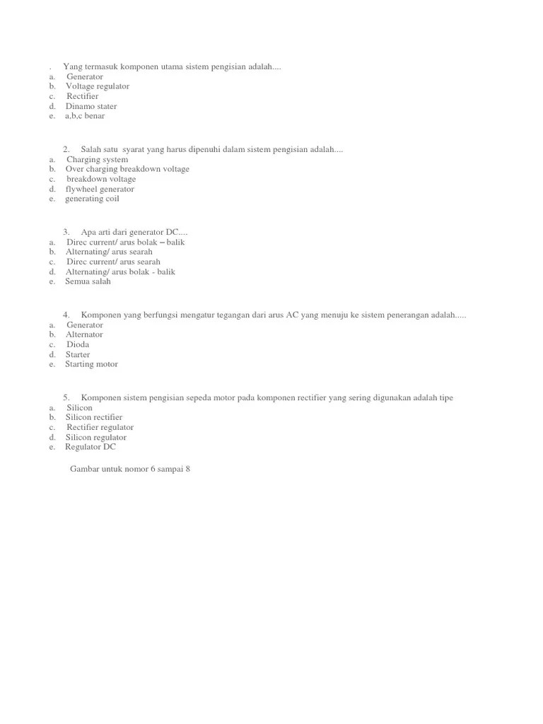 Komponen Utama Sistem Pengisian Adalah | PDF