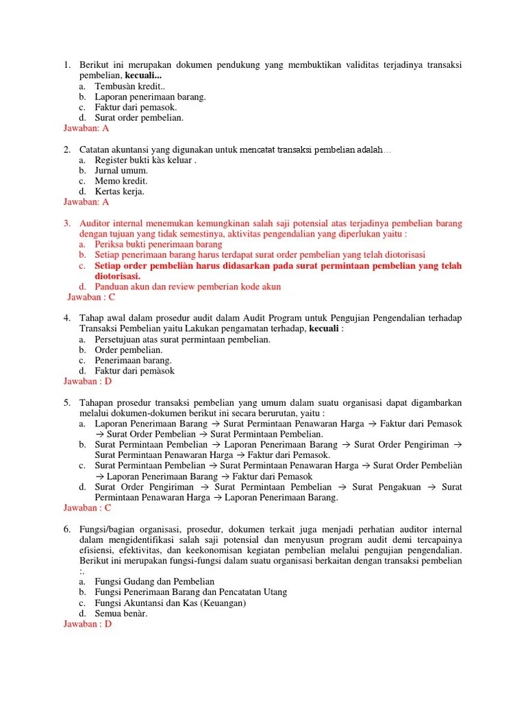 Soal Pilihan Ganda Internal Audit | PDF