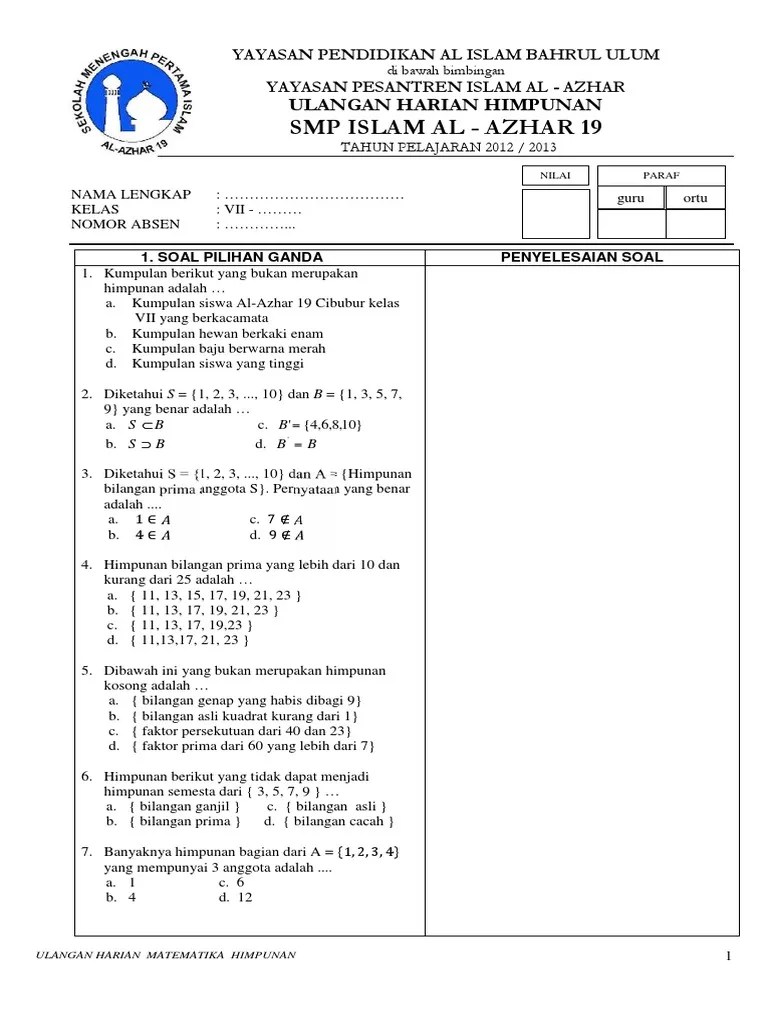 31+ Contoh Soal Himpunan Diagram Venn Pilihan Ganda - Kumpulan Contoh Soal