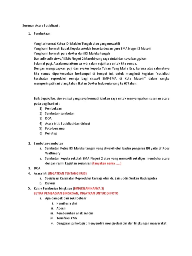 Susunan Acara Sosialisasi | PDF