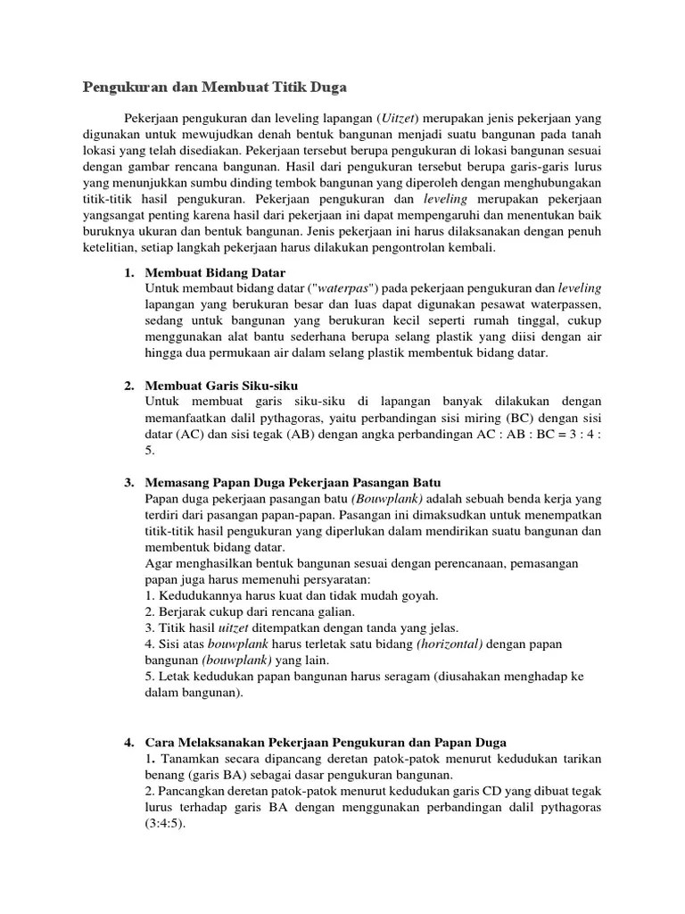 Pengukuran Dan Membuat Titik Duga | PDF