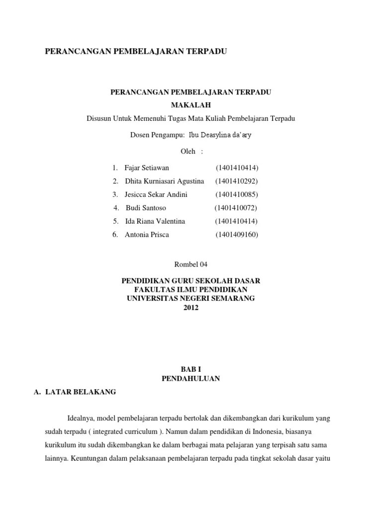 Perancangan Pembelajaran Terpadu | PDF