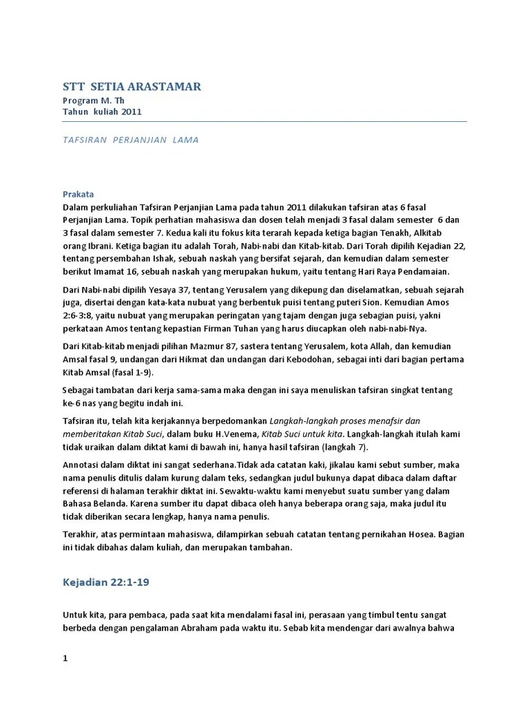 Diktat Tafsiran Perjanjian Lama STT SETIA 2011 | PDF