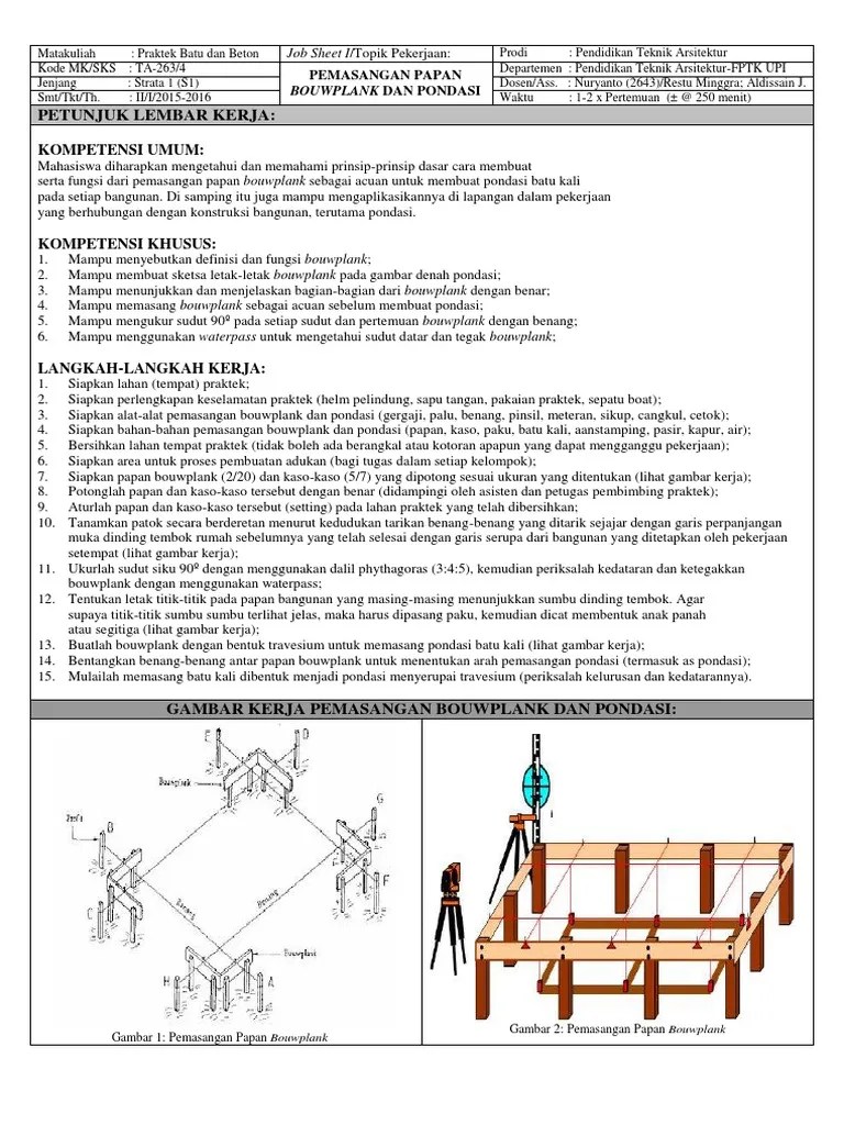 Nuryanto Jobsheet I Praktek Memasang Bouwplank | PDF