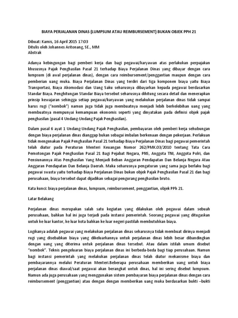 Biaya Perjalanan Dinas | PDF