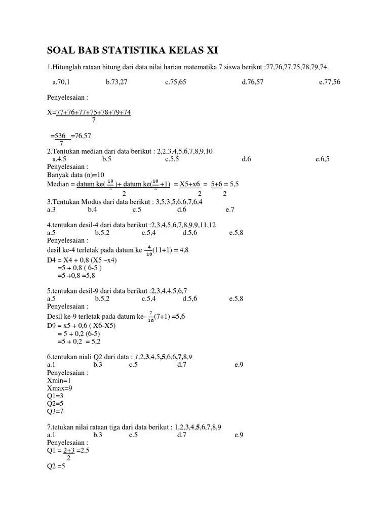 Soal Dan Jawaban Matematika Statistika Kelas 12