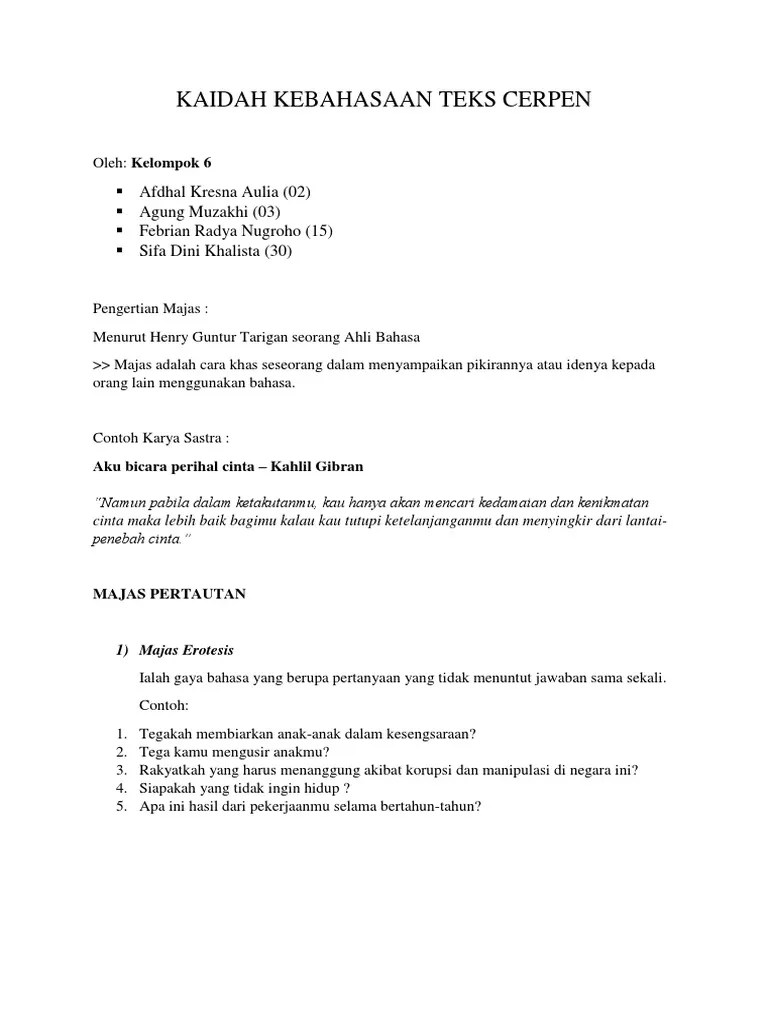 Kaidah Kebahasaan Teks Cerpen | PDF