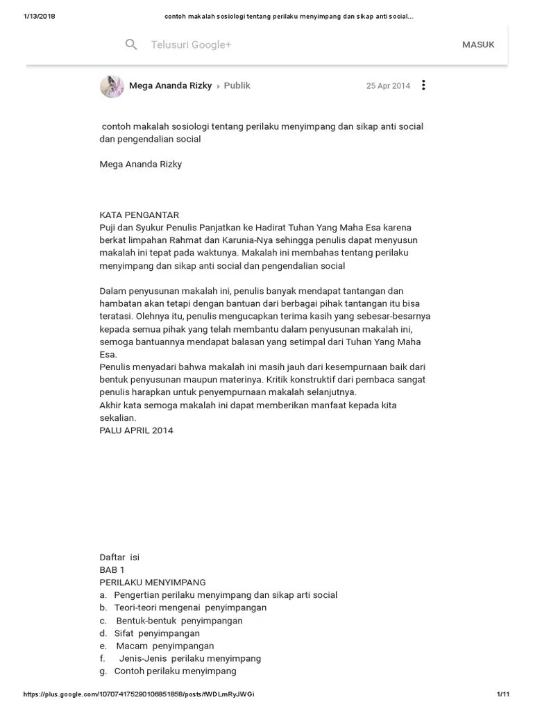 Jenis Jenis Perilaku Menyimpang Sosiologi