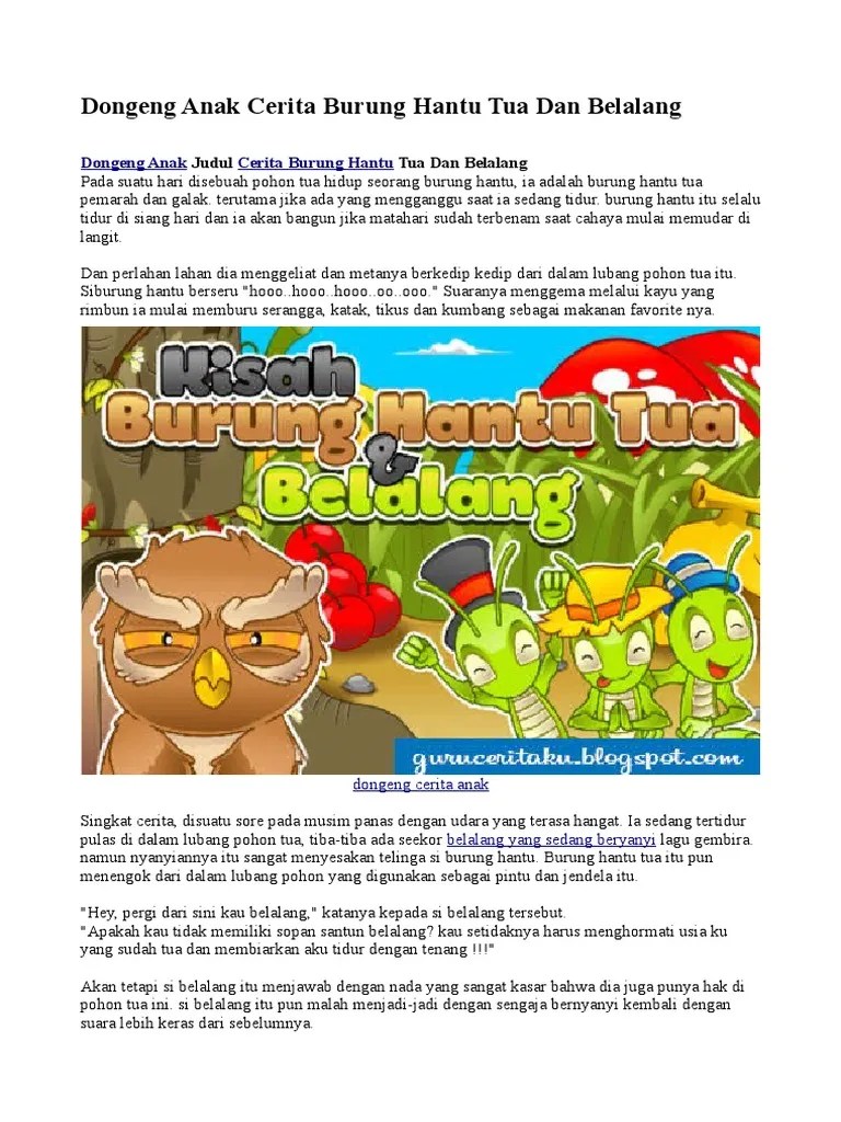 Cerita Burung Hantu Tua Dan Belalang | PDF