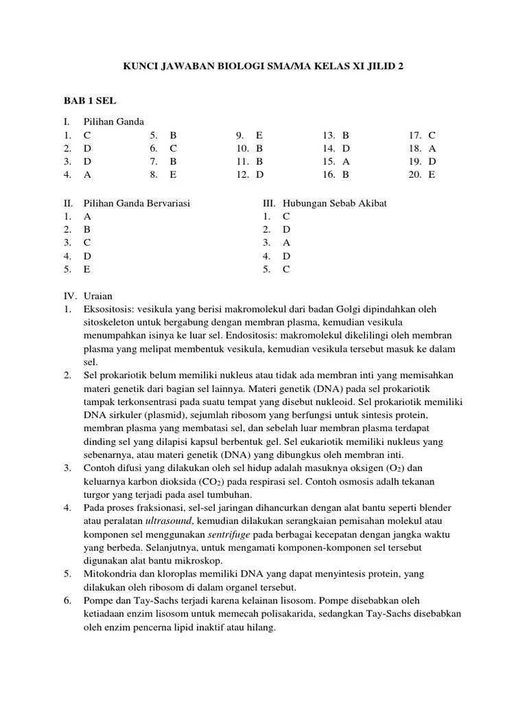 Contoh Soal Biologi Kelas 11 Semester 2 - Contoh Soal Terbaru