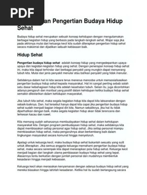 Menerapkan Pengertian Budaya Hidup Sehat | PDF
