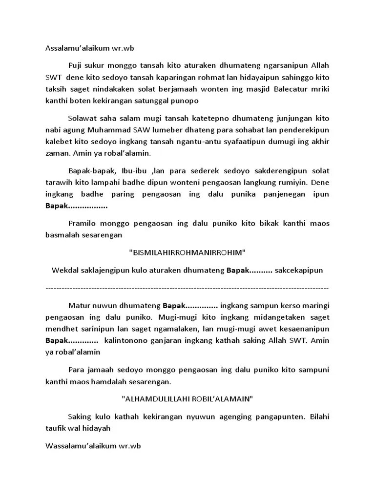 Teks MC Tarawih | PDF