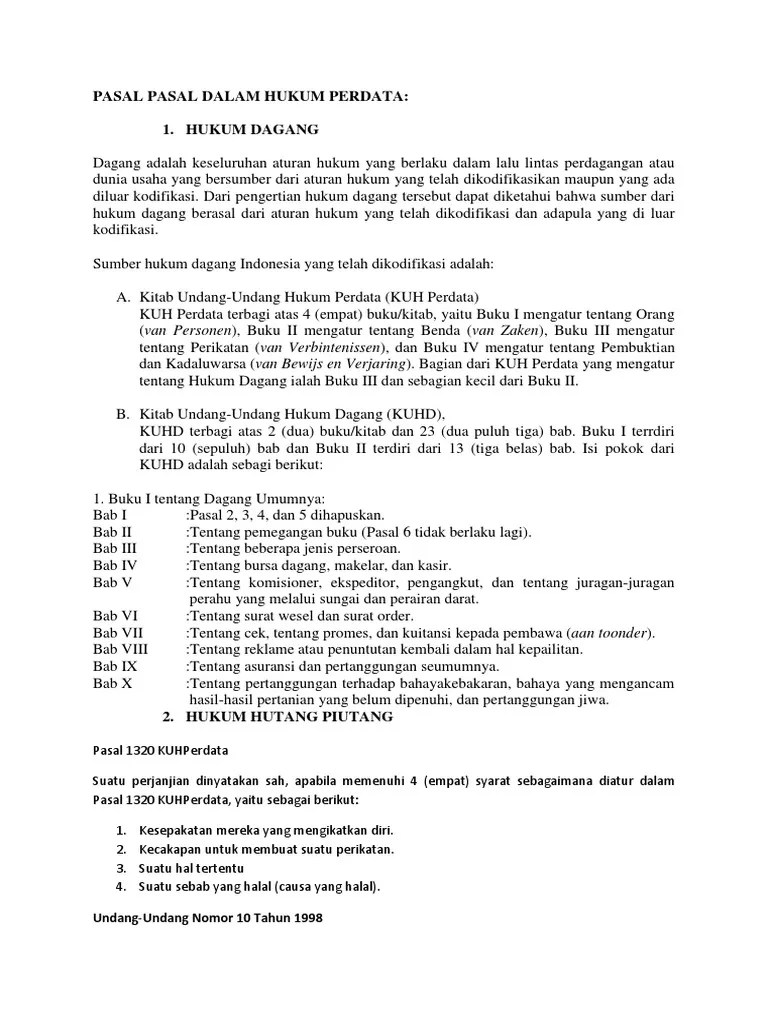 Pasal Pasal Dalam Hukum Perdata | PDF