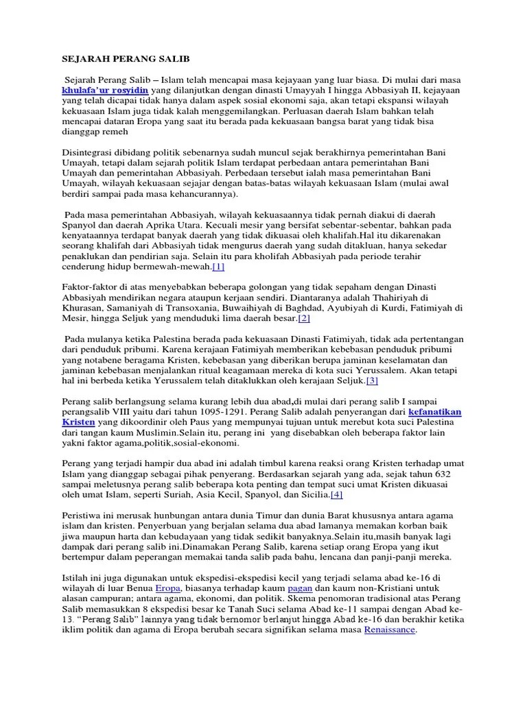 Sejarah, Faktor Penyebab, Dampak Perang Salib | PDF