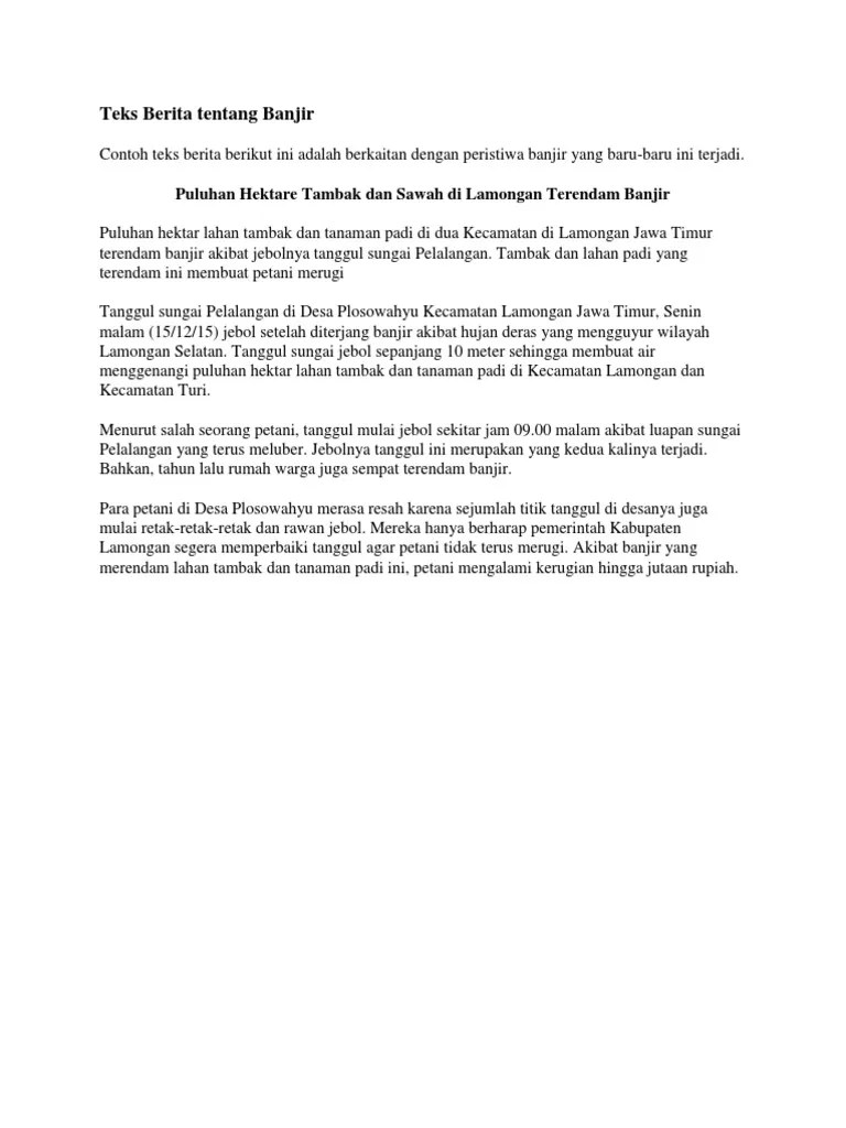 Contoh Teks Berita Singkat 5w 1h - Berbagai Teks Penting