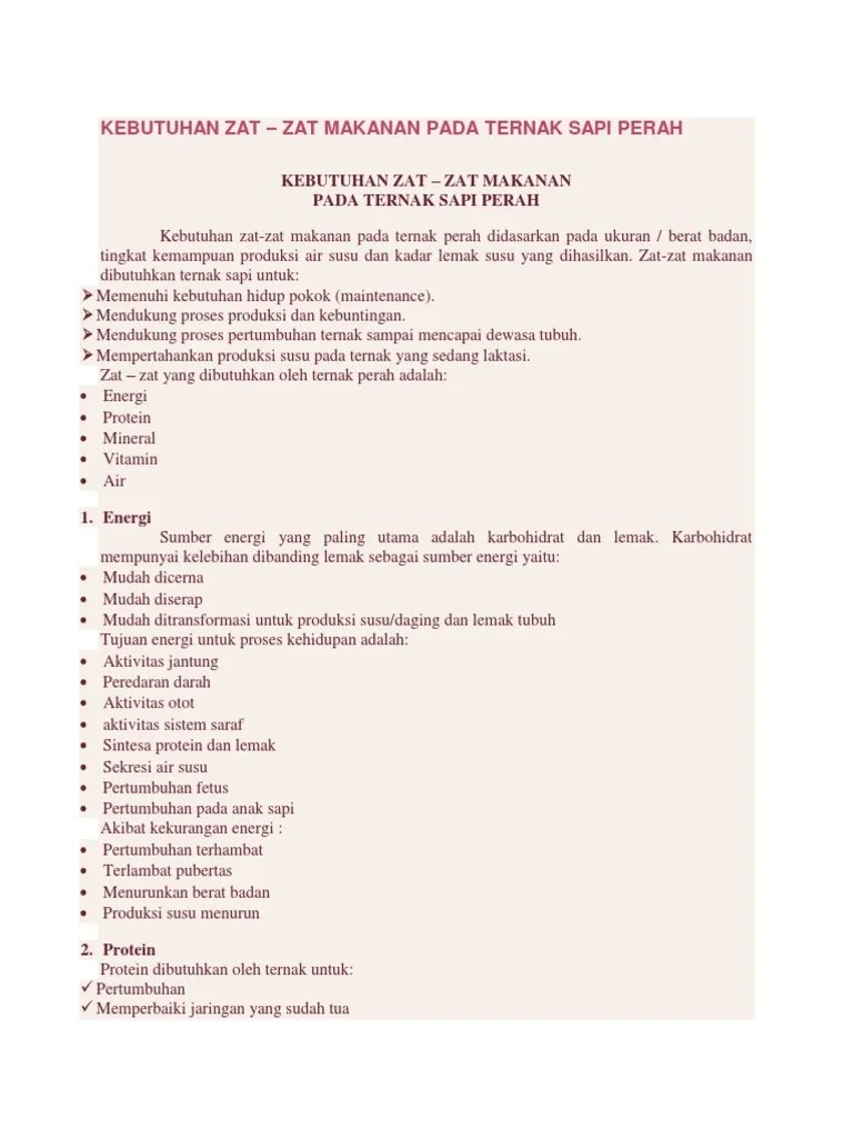 Zat Makanan Pada Ternak | PDF