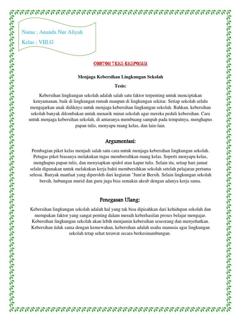 Contoh Teks Eksposisi Tentang Kebersihan Lingkungan Rumah - Berbagai Teks  Penting