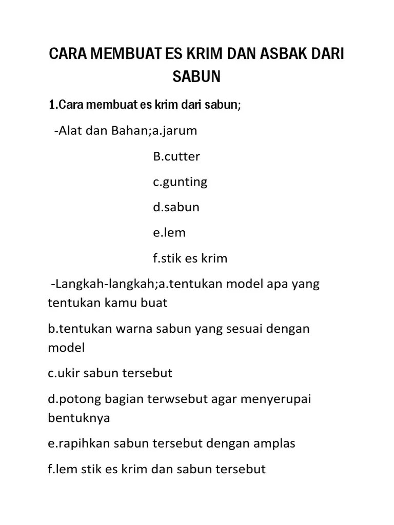 Cara Membuat Es Krim Dan Asbak Dari Sabun | PDF