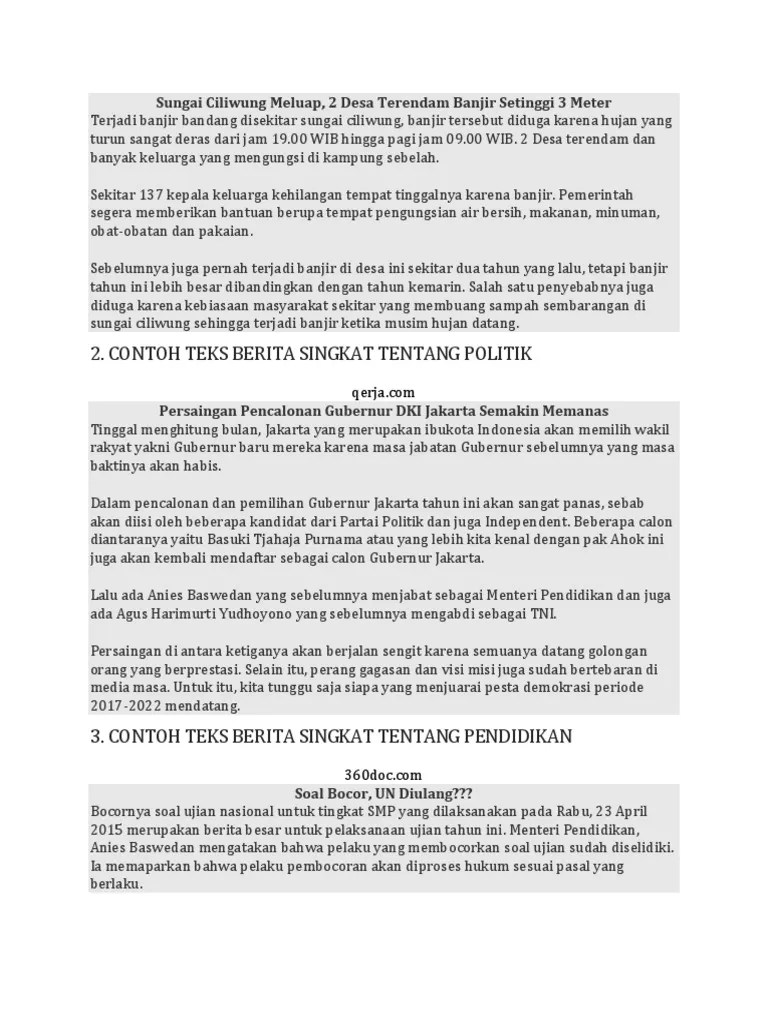 Contoh Teks Berita Singkat Di Televisi 2019 – Berbagai Contoh