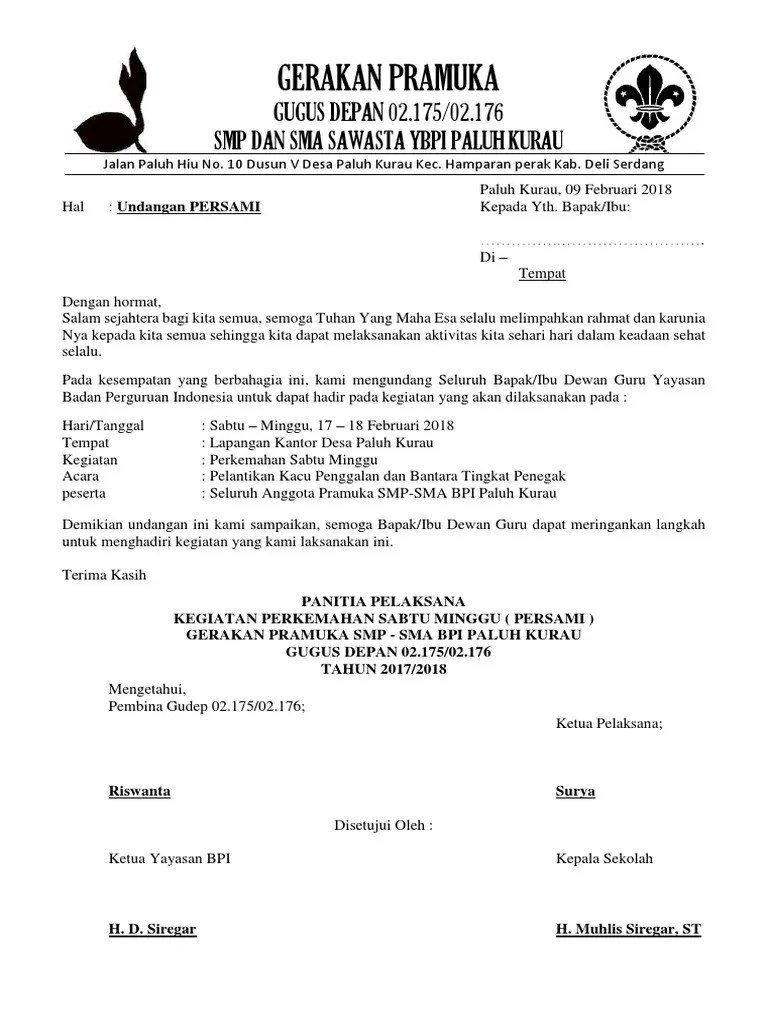 Contoh Surat Undangan Persami Pramuka – Goresan