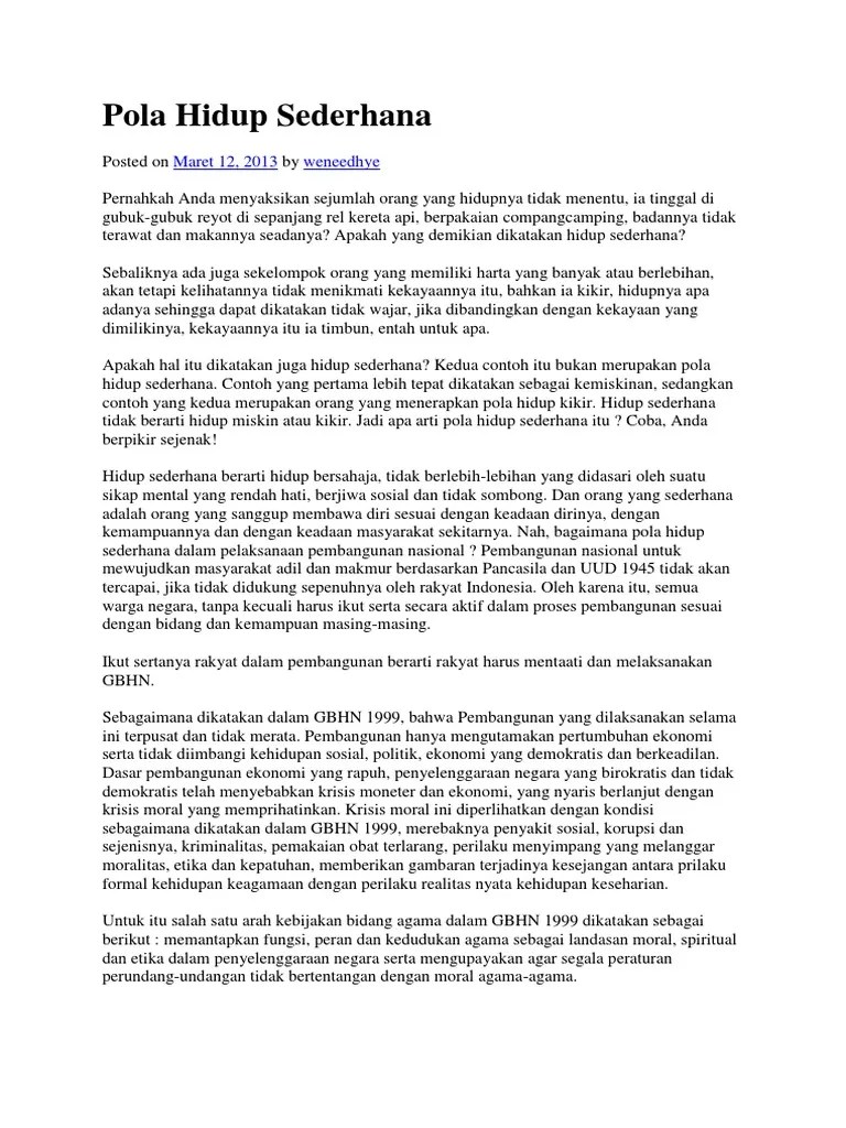 Pola Hidup Sederhana | PDF