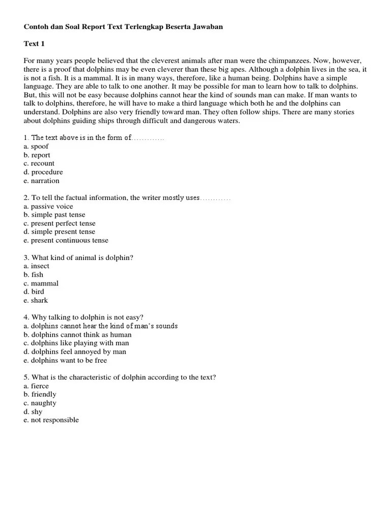 15+ Contoh Soal Report Text - Contoh Soal Terbaru