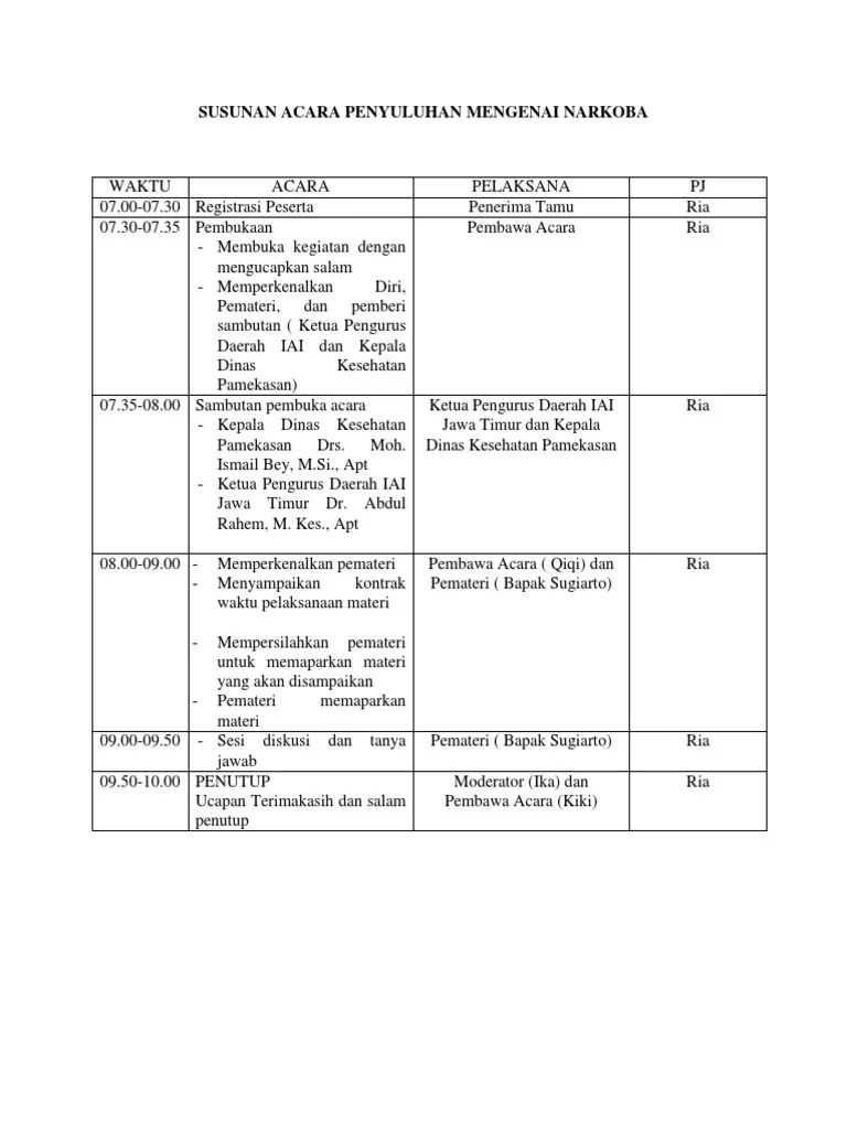 Susunan Acara Penyuluhan Dan Seminar | PDF