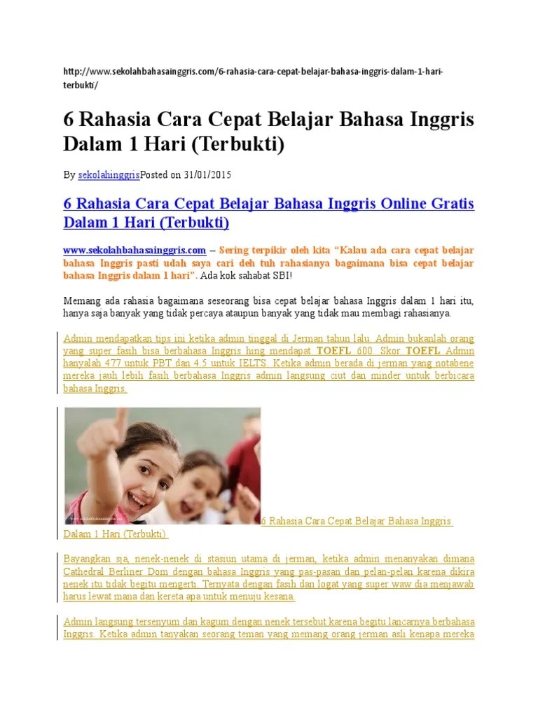 Rahasia Cara Cepat Belajar Bahasa Inggris | PDF