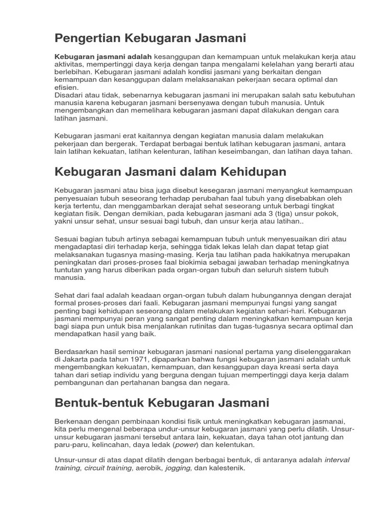 Pengertian Kebugaran Jasmani | PDF
