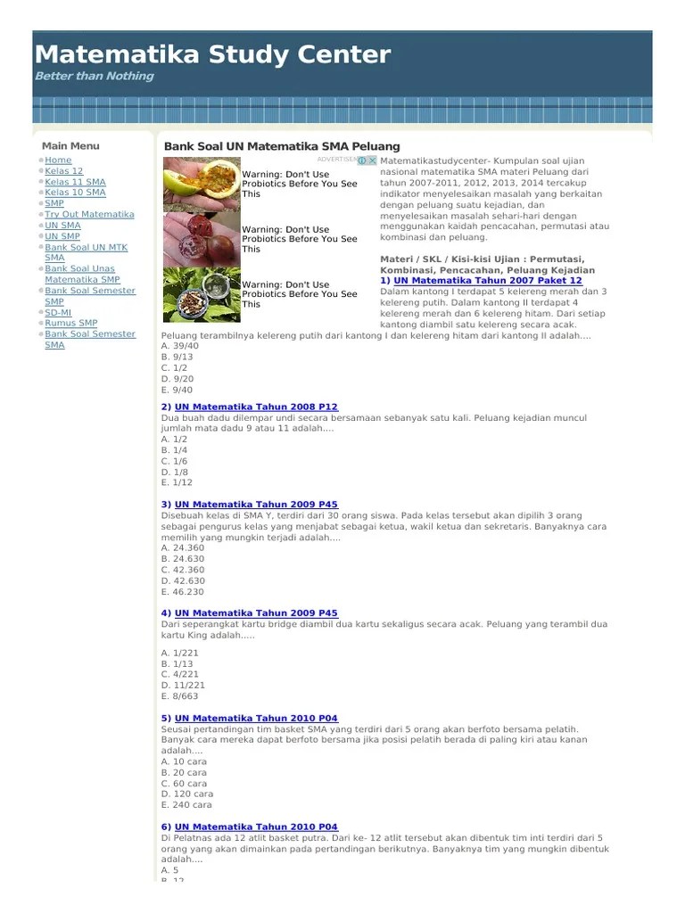 Bank Soal UN Matematika SMA Peluang | PDF