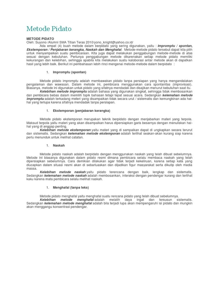 Metode Pidato | PDF