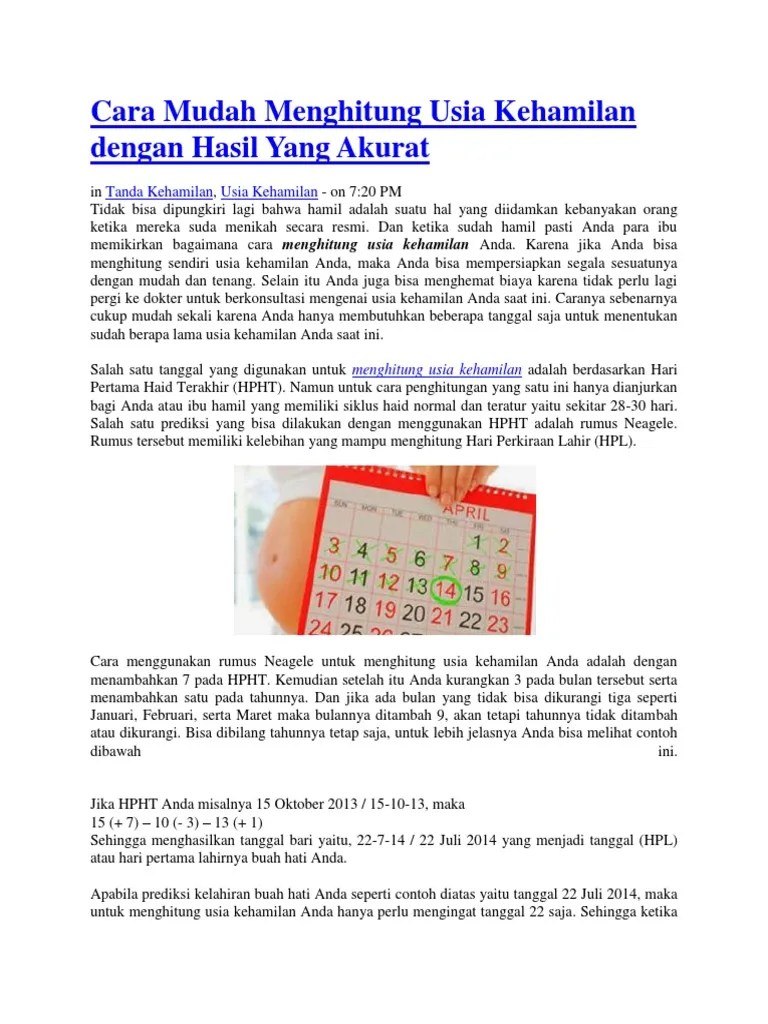Cara Mudah Menghitung Usia Kehamilan Dengan Hasil Yang Akurat | PDF