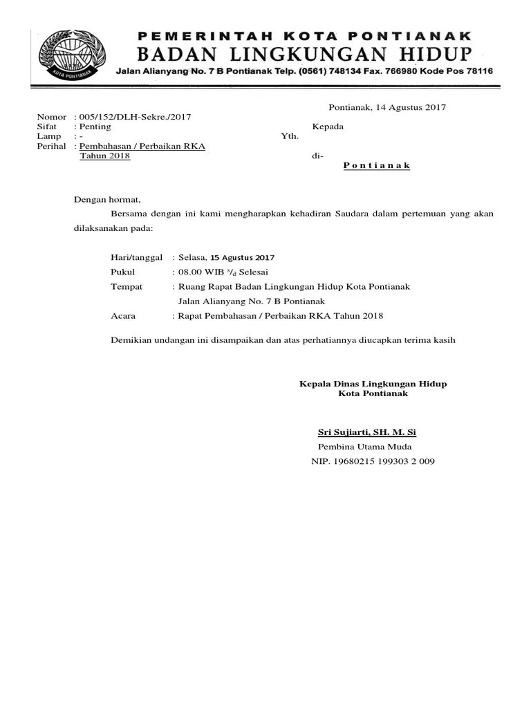 Contoh Surat Resmi Undangan Rapat Bem - Nusagates