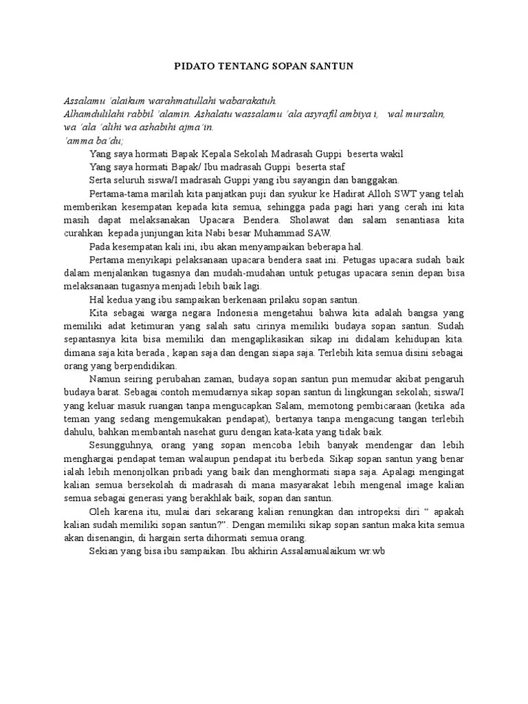 Pidato Tentang Sopan Santun | PDF